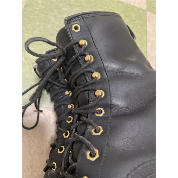 Vintage Chippewa Black Leather Logger Boots Men's 7 Women’s 9 Moto Boots Utility - Picture 7 of 11